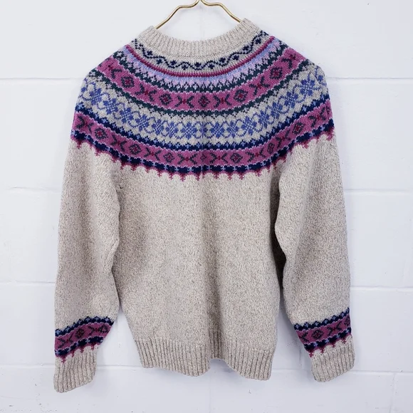 Vintage 1980s Eddie Bauer Fair Isle Nordic Wool Blend Sweater Size Medium - Picture 3 of 9
